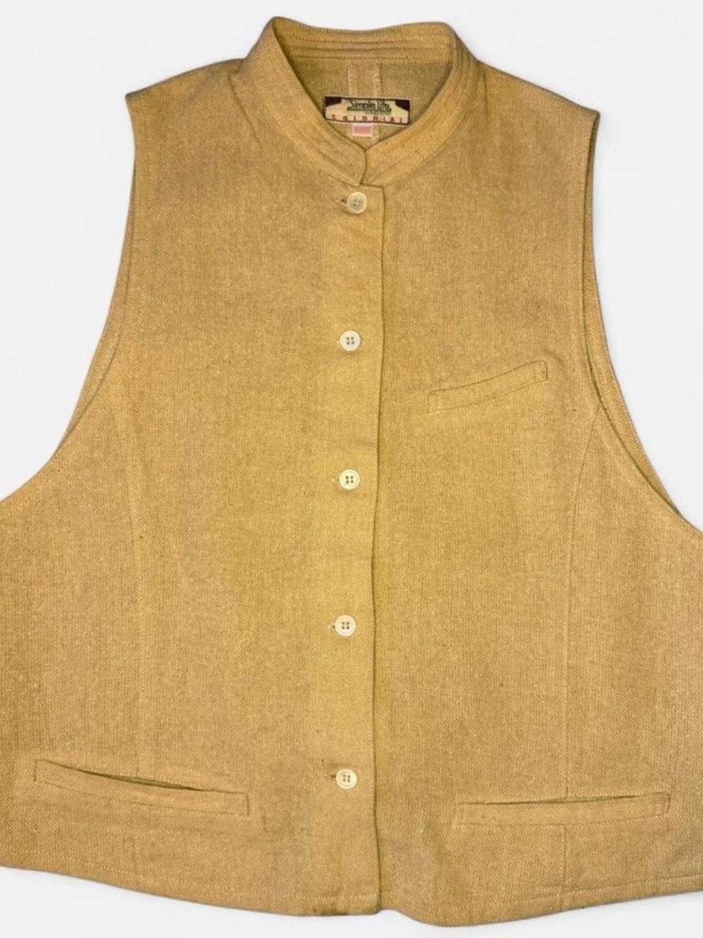 Vintage 90s Japanese linen vest sleeveless top Sm/M